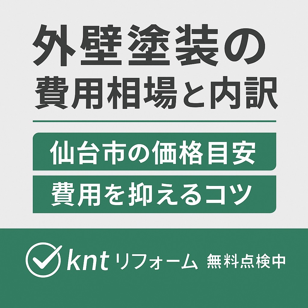 外壁塗装の費用相場と内訳を解説するブログ記事用アイキャッチ画像｜仙台市の価格目安と費用を抑えるコツを紹介｜kntリフォーム