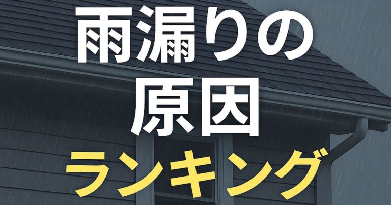 仙台市で多い雨漏りの原因ランキングを解説するアイキャッチ画像｜屋根の劣化や外壁のひび割れなど上位5つの要因