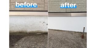 仙台市太白区S様邸 基礎塗装工事のビフォーアフター｜劣化した基礎が新築のように美しく蘇った比較写真