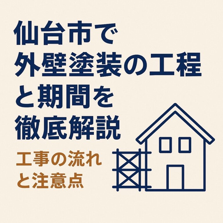 仙台市で外壁塗装の工程と期間を解説するブログ記事のアイキャッチ画像｜工事の流れと注意点を徹底解説