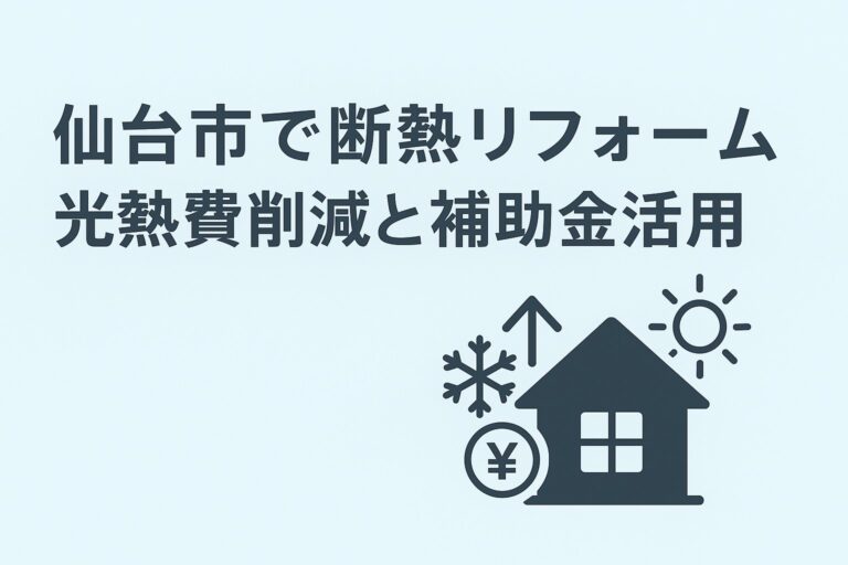 仙台市で断熱リフォームを検討中の方向けのアイキャッチ画像。光熱費削減と補助金活用について解説。