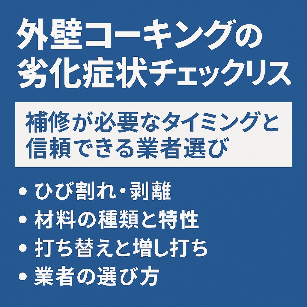 外壁コーキングの劣化症状チェックリスト｜補修が必要なタイミングと信頼できる業者選び