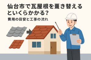 仙台市で瓦屋根の葺き替えにかかる費用や工事の流れを解説する記事のアイキャッチ画像