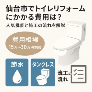 仙台市で洗面台リフォームにかかる費用や人気タイプ・収納力の違いを解説する記事のアイキャッチ画像