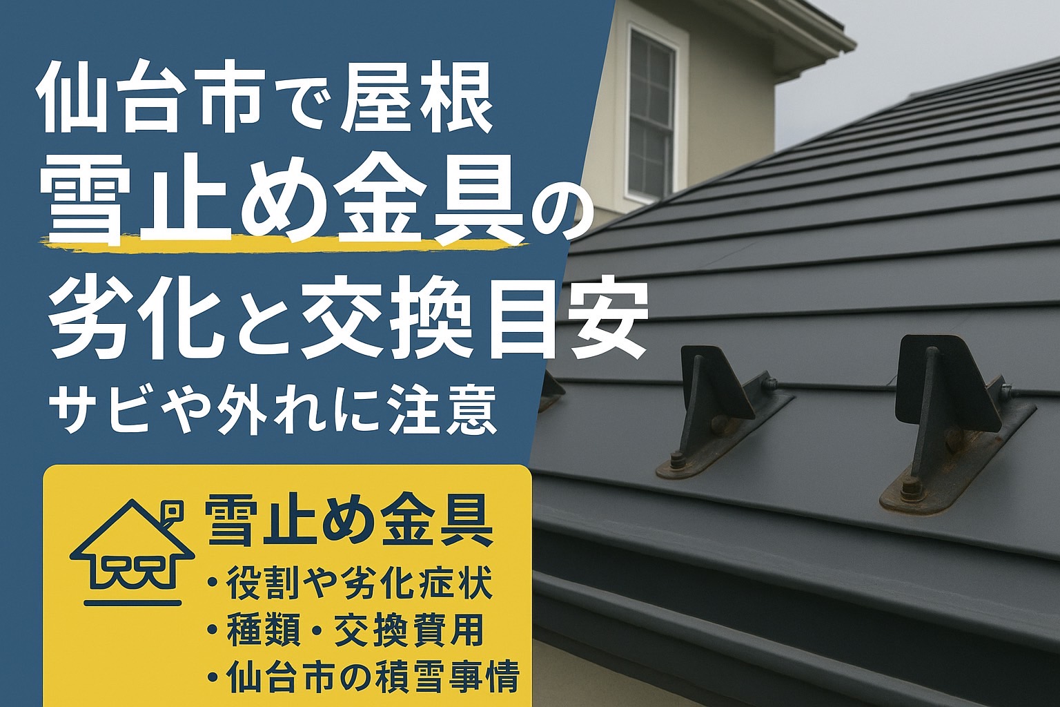 仙台市で雪止め金具の劣化やサビに注意を呼びかける屋根リフォームの案内画像
