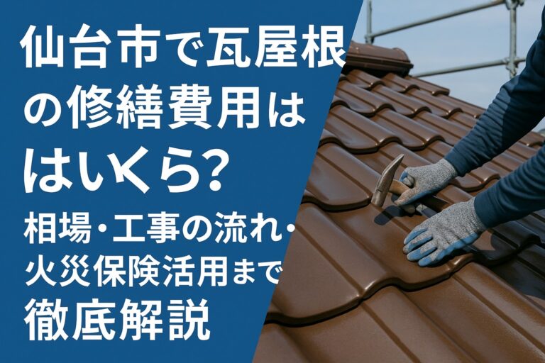 仙台市で瓦屋根の修繕費用や工事の流れ、火災保険活用までを解説する記事用アイキャッチ画像