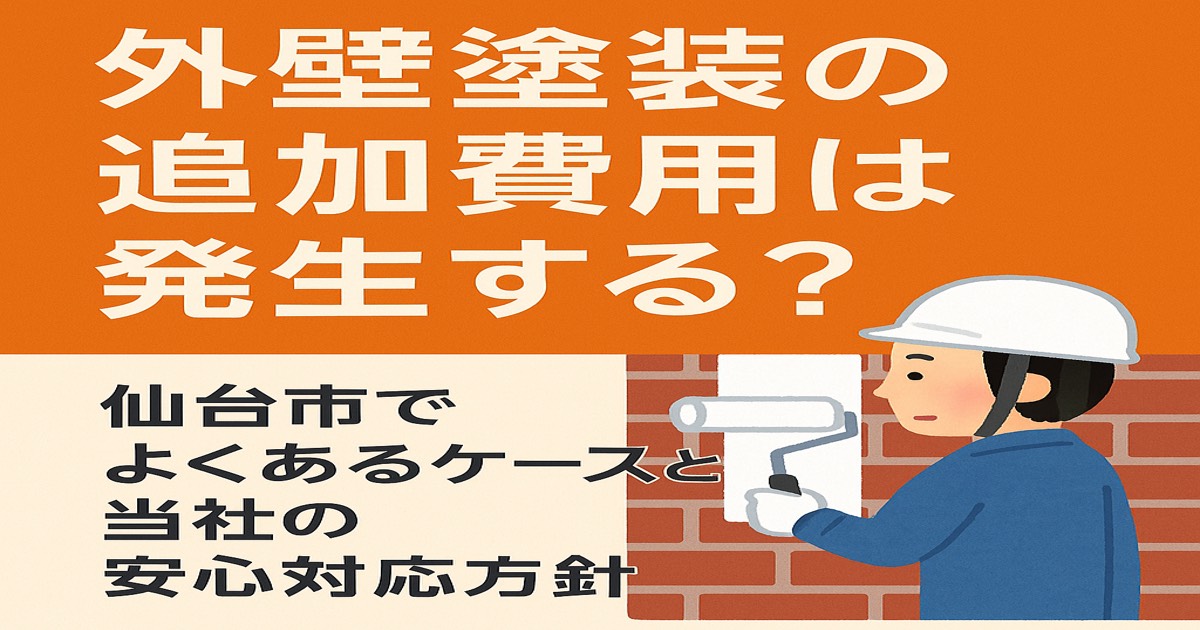 外壁塗装の追加費用に関する記事のアイキャッチ画像|仙台市のkntリフォーム