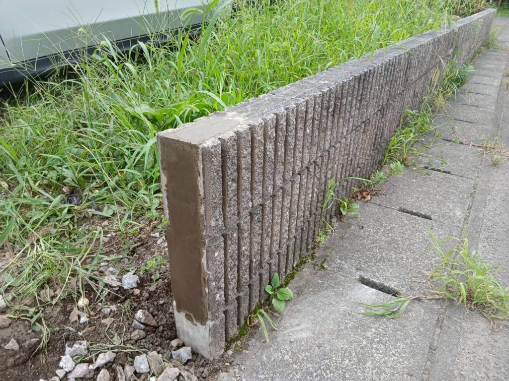 補修後のブロック塀の端部|モルタルでしっかり仕上げた修繕状況
