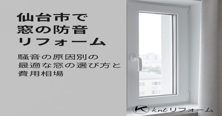 仙台市で窓の防音リフォームを紹介する画像。防音対策に効果的な窓の種類と費用相場を案内。