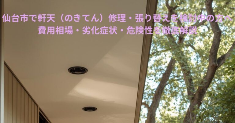 仙台市で軒天（のきてん）修理・張り替えを検討する住宅の軒天部の写真。劣化や破損対策が必要な場面をイメージした画像。
