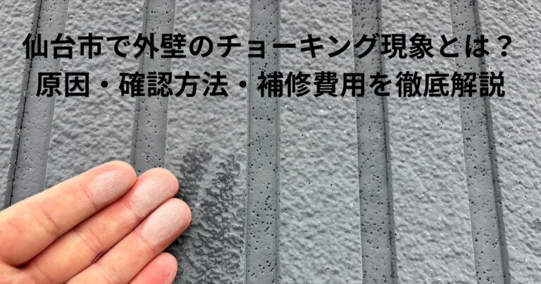 外壁を指でこすって白い粉が付くチョーキング現象の写真｜仙台市で増えている外壁劣化の代表的症状