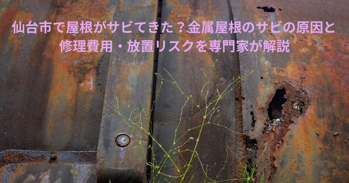 サビが広がり穴あきが発生した金属屋根の表面。仙台市で増えている金属屋根のサビ劣化をイメージした写真