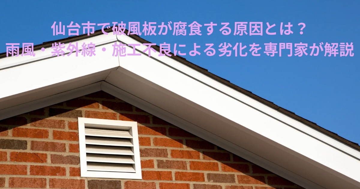 仙台市の住宅で破風板が腐食する原因を解説する記事用の、屋根と破風板が写った写真