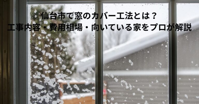 仙台市で窓のカバー工法を解説する記事のアイキャッチ画像｜結露した窓と冬の寒さ対策イメージ