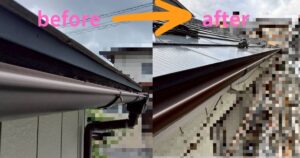 仙台市青葉区で行った雨樋交換工事のビフォーアフター写真｜劣化した雨樋を新しい雨樋に交換した施工事例