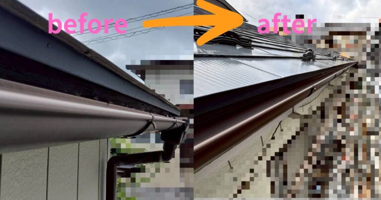 仙台市青葉区で行った雨樋交換工事のビフォーアフター写真｜劣化した雨樋を新しい雨樋に交換した施工事例