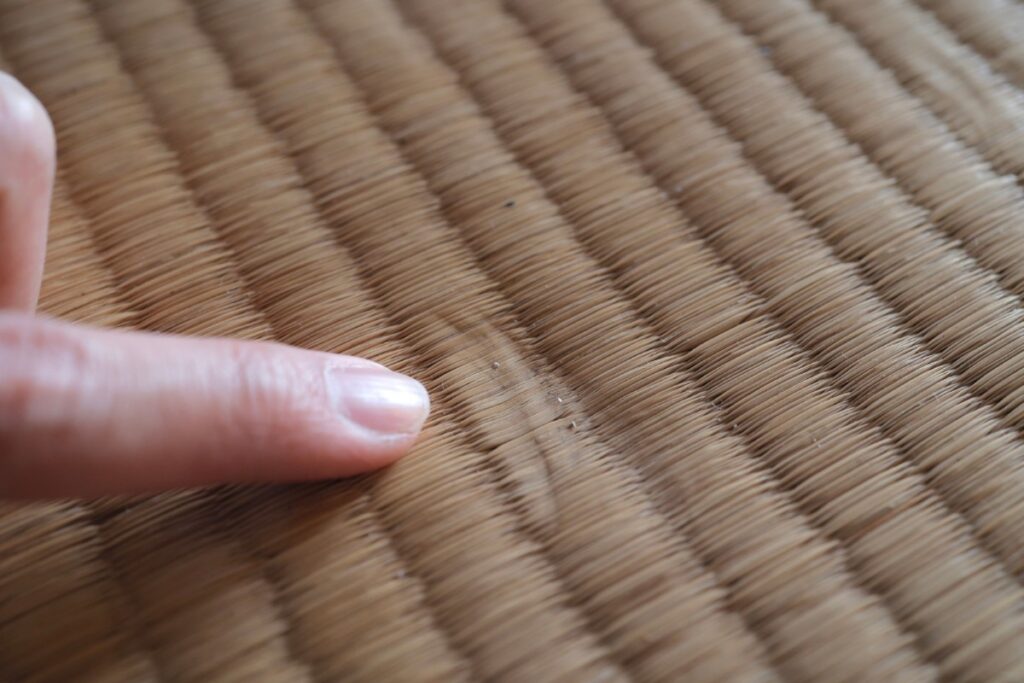 畳が劣化して凹んでいる状態の写真｜踏み込みによる畳のへたり・沈み込み