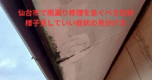 軒天に雨染みとカビが見られる雨漏り初期症状の写真｜仙台市で雨漏り修理を急ぐべき症状と様子見していい症状の見分け方
