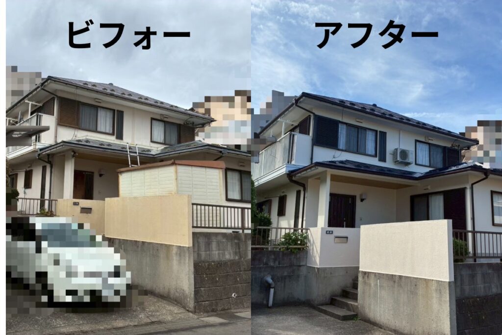 仙台市太白区の外壁塗装工事 ビフォーアフター比較写真