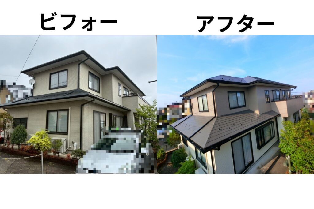 仙台市泉区の外壁塗装ビフォーアフター。ツートンカラーで美しく仕上げた施工事例